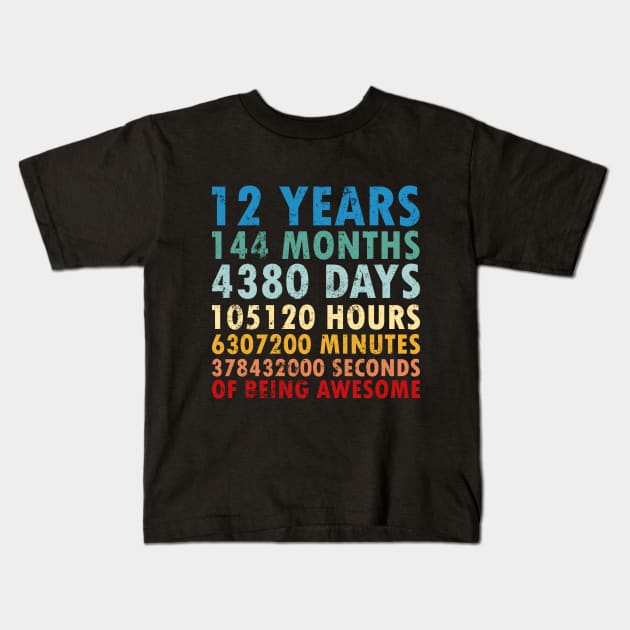 12th Birthday Countdown 12 years of being Awesome / twelve Birthday / 12 Years Old / Girls and Boys / Vintage Retro Style gifts ideas Kids T-Shirt by johnii1422